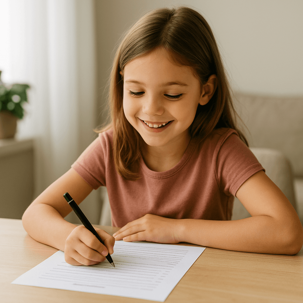 Enfant qui étudie avec des fiches d'exercices ExoMinute